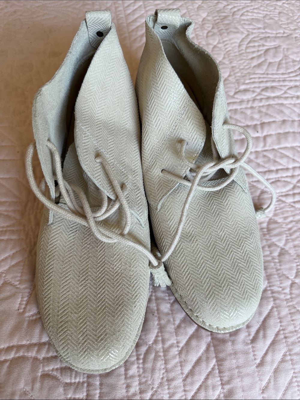 Hush Puppies Light Beige Herringbone Ankle Boots